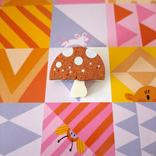 Load image into Gallery viewer, Mushroom Brooch Orange