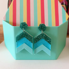 Load image into Gallery viewer, Chevron Dangles Teal CLEARANCE