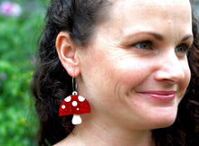Load image into Gallery viewer, Mushroom Dangles Large Red CLEARANCE