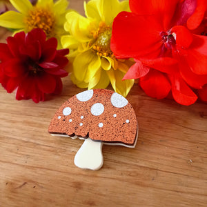 Mushroom Brooch Orange