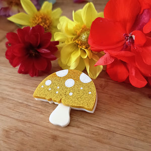 Mushroom Brooch Yellow