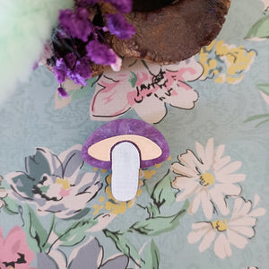Mini Brooch Mushroom Purple