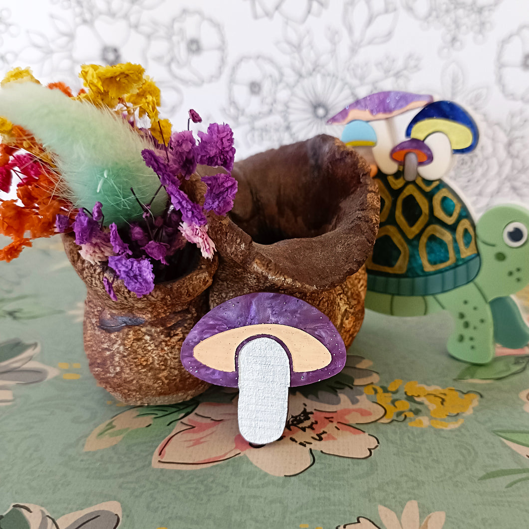 Mini Brooch Mushroom Purple
