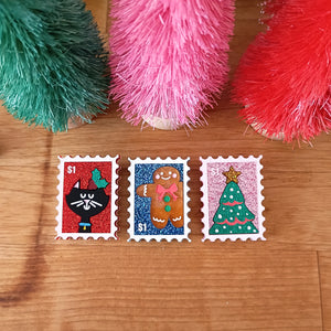 Christmas Stamp Brooches