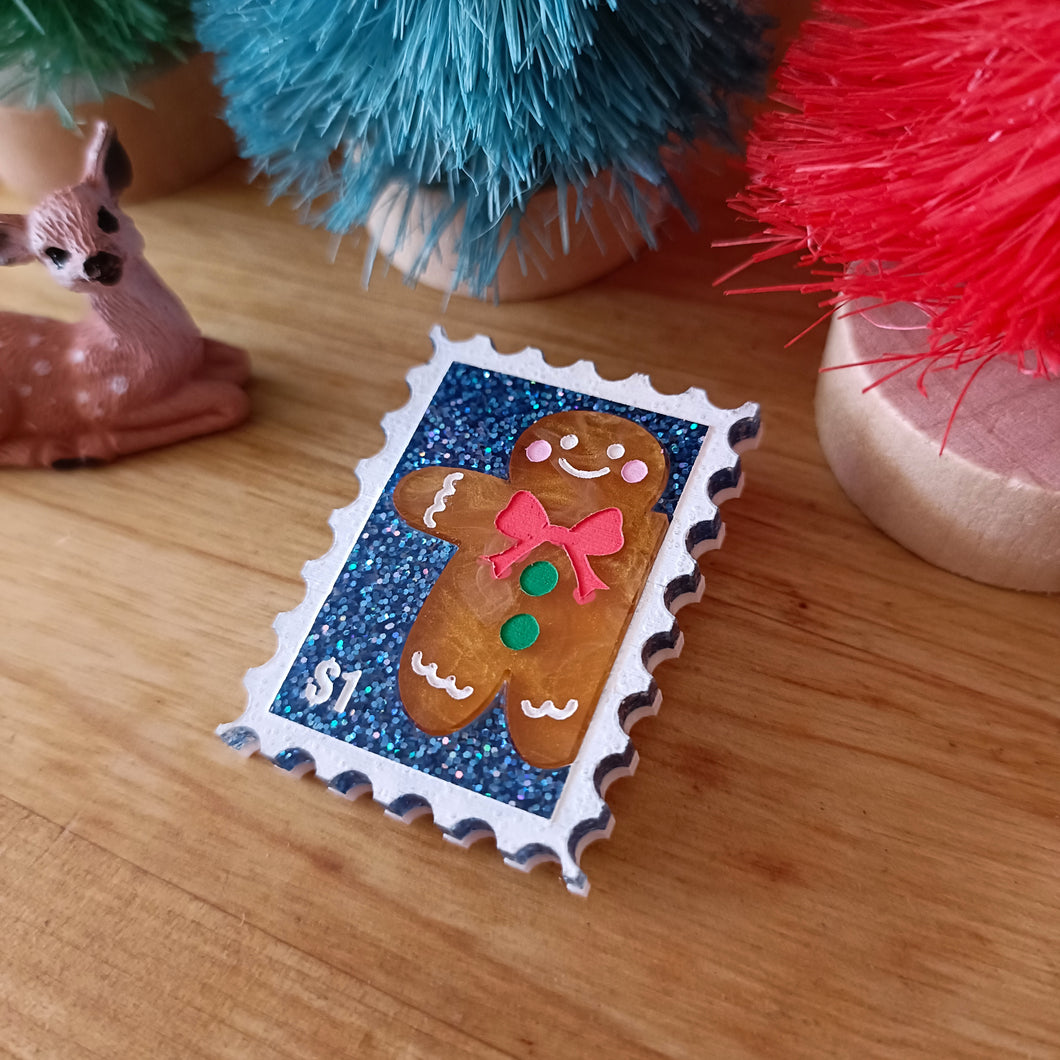 Christmas Stamp Brooches