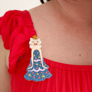 Miss Tinsel Brooch Blue