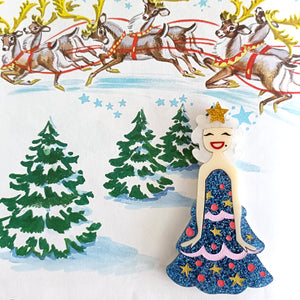 Miss Tinsel Brooch Blue