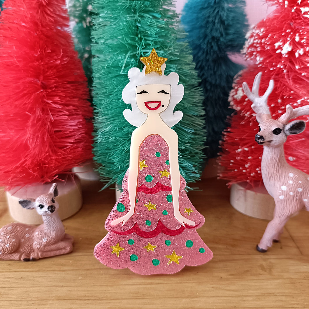 Miss Tinsel Brooch Pink