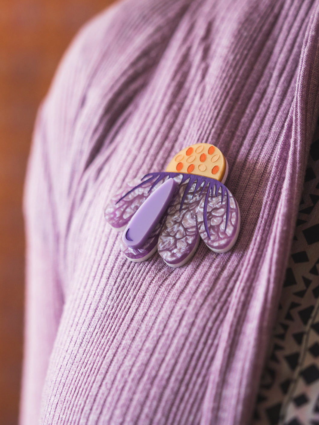 Purple Echinacea Flower Brooch CLEARANCE