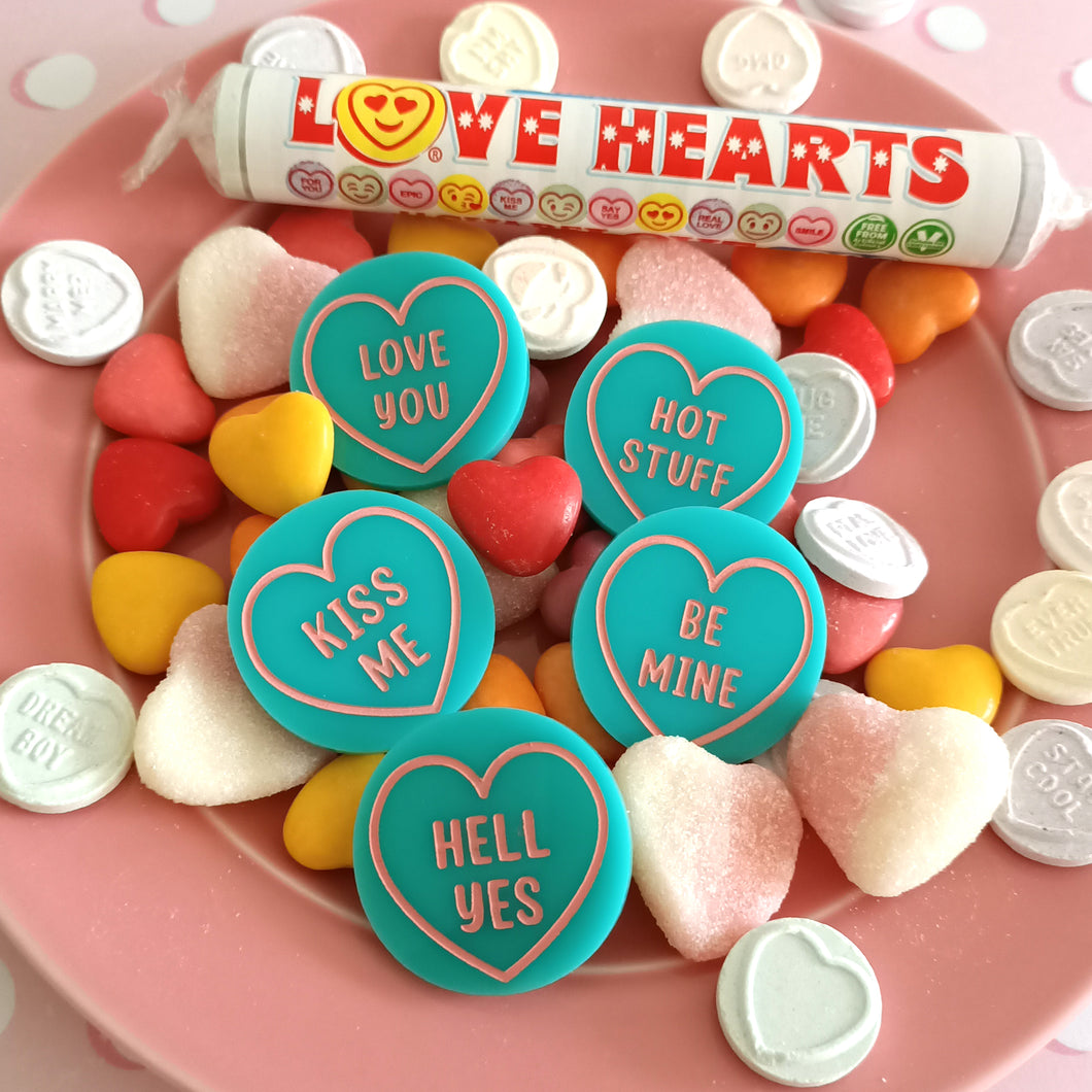 Mini Brooch Candy Heart Teal