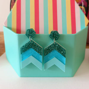 Chevron Dangles Teal