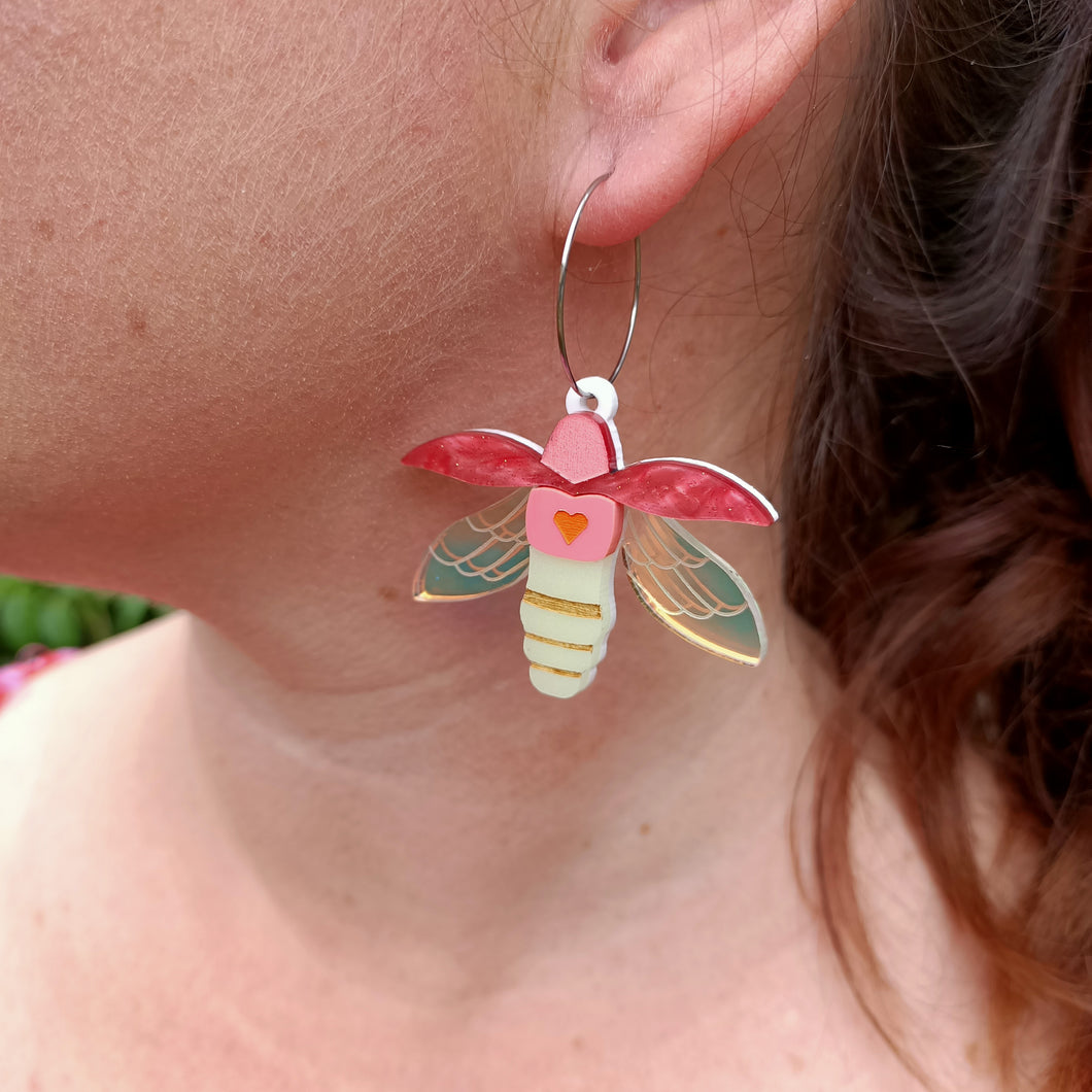 Firefly Dangle Earrings Pink CLEARANCE