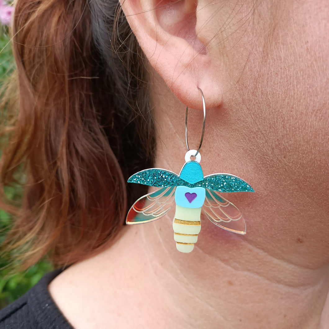 Firefly Dangle Earrings Teal CLEARANCE