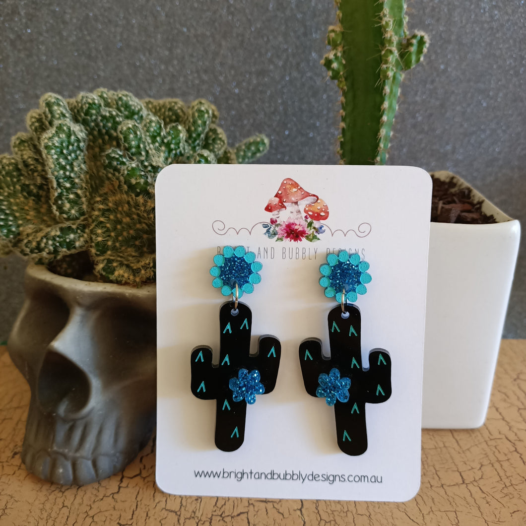 Cactus Dangles Black & Blue CLEARANCE