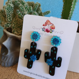Cactus Dangles Black & Blue CLEARANCE