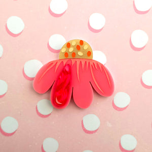 Pink Echinacea Flower Brooch CLEARANCE