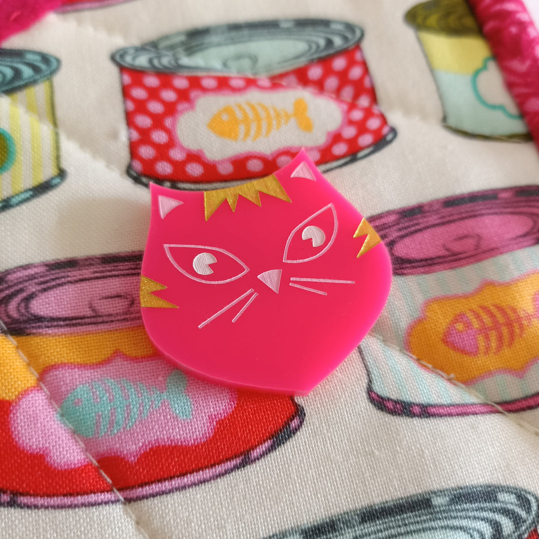 Mini Brooch Cat Pink