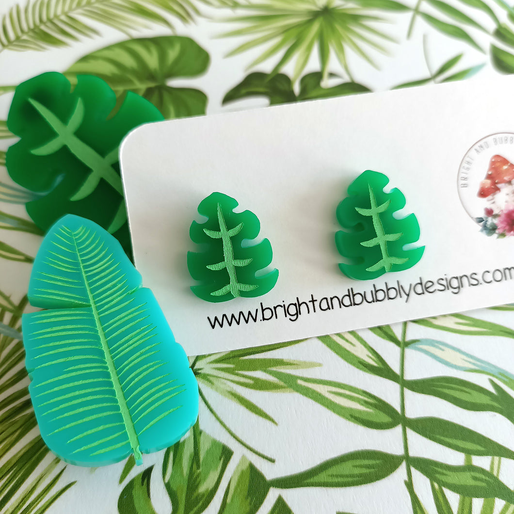 Monstera Leaf Studs